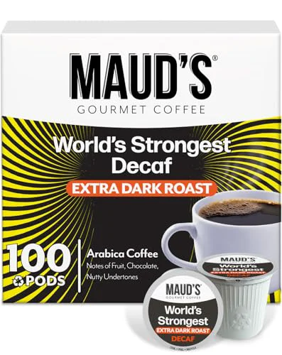 Exclusive Maud s World’s Strongest Decaf Dark Roast Coffee Pods 100 Count Trendy