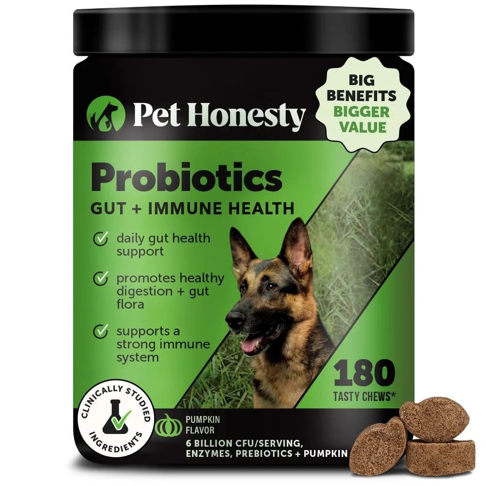 Fine Crafted Pet Honesty Probiotics for Dogs – Digestive Enzymes Gut Health Regularity Pumpkin 180 ct Dependable
