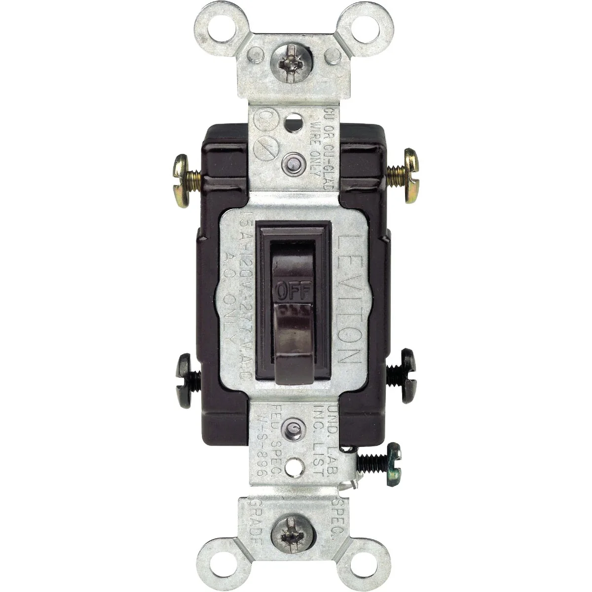 Next-Generation Leviton Toggle Brown 20A Grounded Quiet Double Pole Switch Dependable