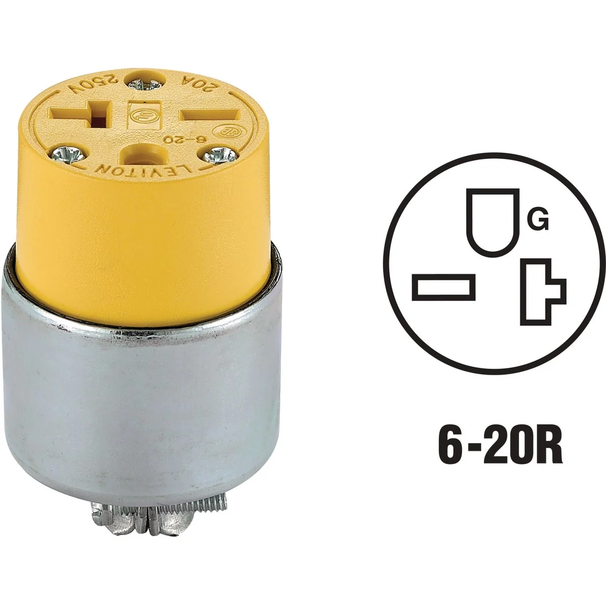 Unique Leviton 20A 250V 3-Wire 2-Pole Armored Cord Connector Dependable
