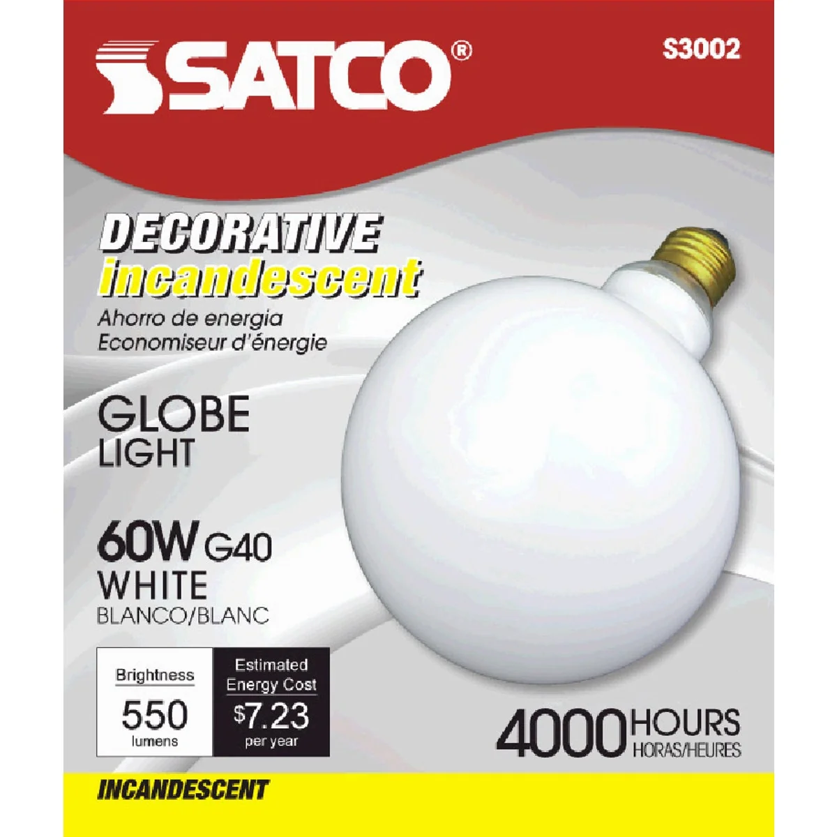 Pure Satco 60W Frosted Soft White Medium Base G40 Incandescent Globe Light Bulb Secure