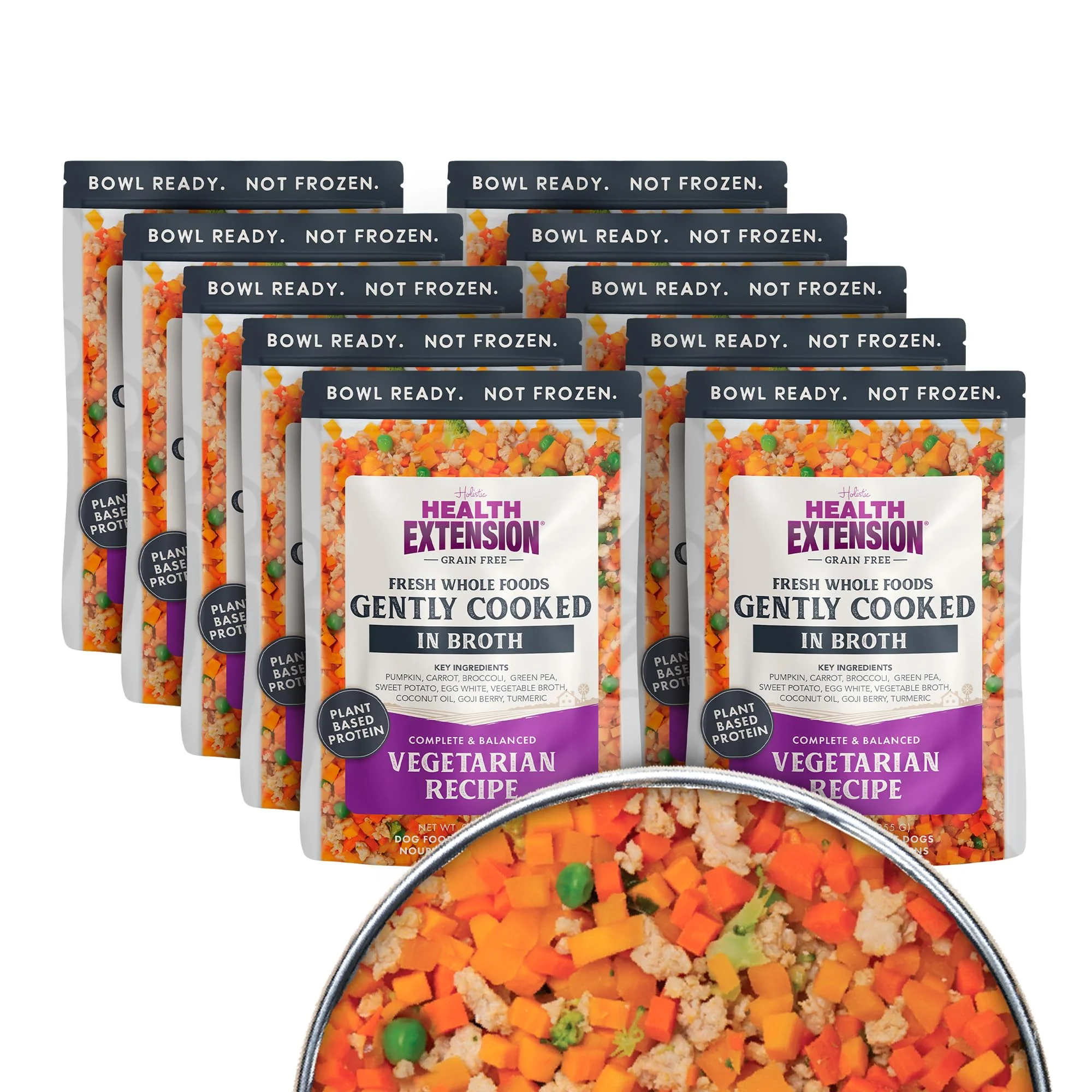 Original Health Extension Gently Cooked Grain- Vegetarian Dog Food — Human-Grade Shelf-Stable 9 oz Pouch Pack of 10 Contemporary
