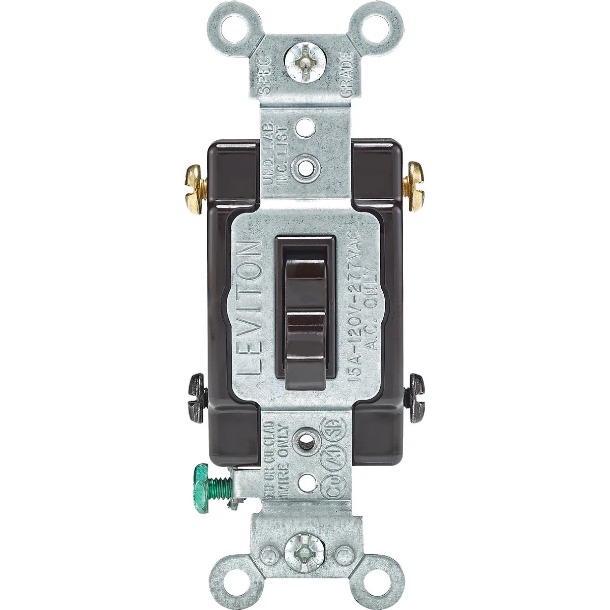 High-Quality Leviton Commercial Grade 15A Brown Framed Toggle 4-Way Switch Original