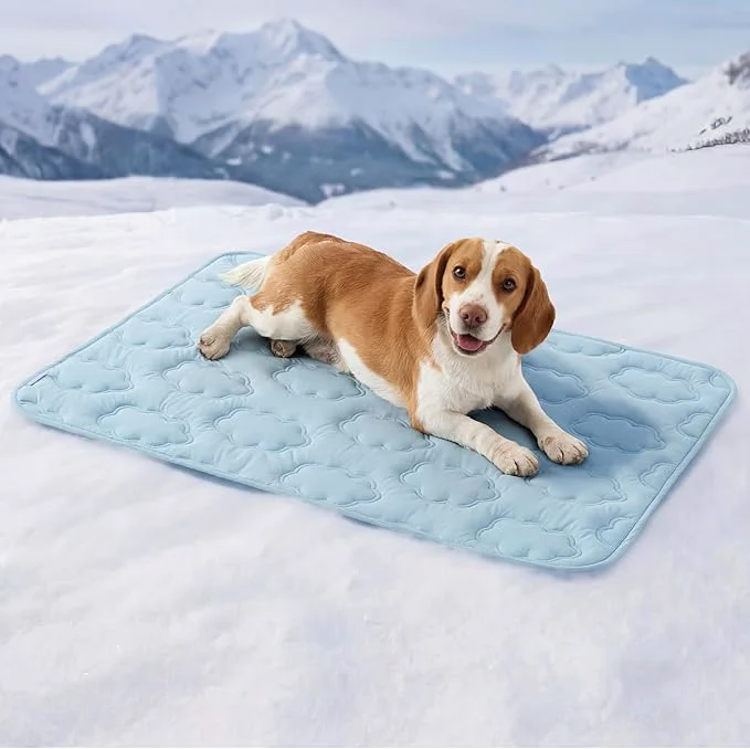 Expertly Made LE SURE Dog Cooling Mat for Large Dogs – QMAX 0.5 Breathable Thin Cool Crate Pad with Chill Cold Fiber and Innovative Mesh Base Design Portable Washable Pet Kennel Mat for Summer 36×27 BlueAbout ThisOverview Practical
