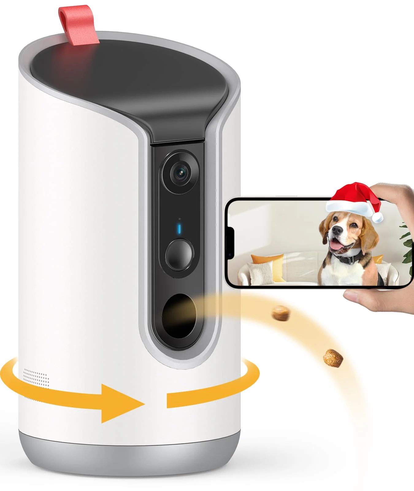 Clean TKENPRO 2K Pet Camera Treat Dispenser — 360° View 2.4 5GHz WiFi Auto-Tracking Remote Tossing Original