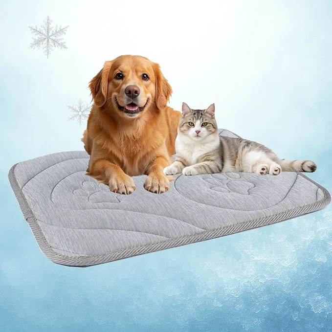 Professional Dog Cooling Mat Reversible Cool Warm Pet Orthopedic Pad Thick Mat for Summer Winter Machine Washable Portable for Crate Kennel Bed Floor Sofa Car Cool Grey Large：48 x 29 About ThisOverview World-Class