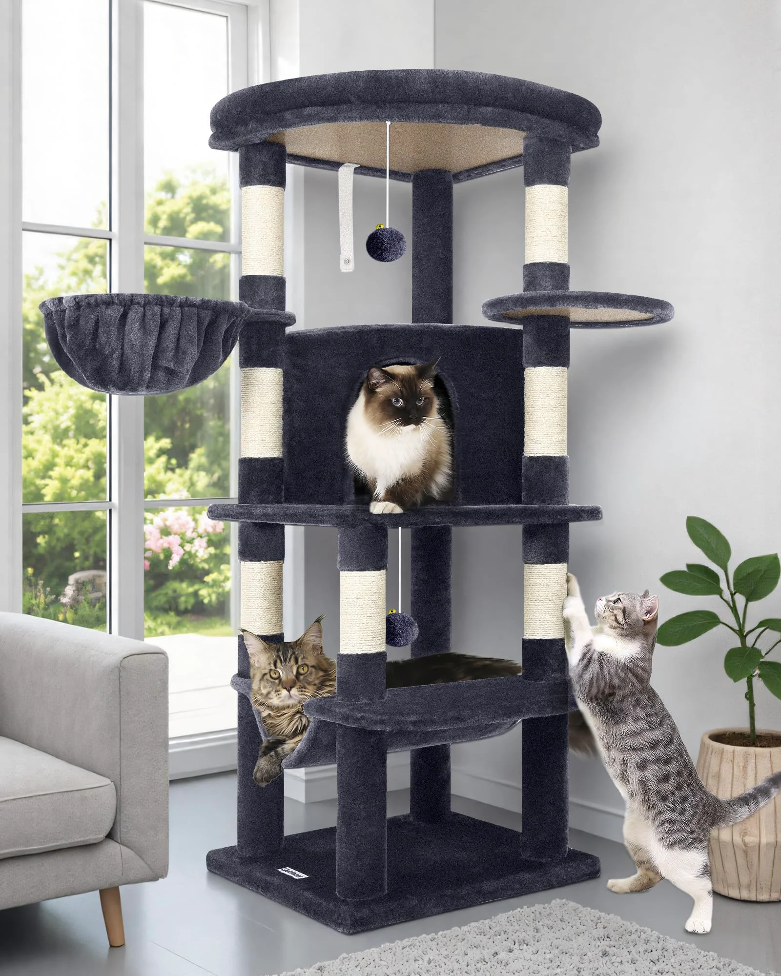 Powerful Globlazer Corner Cat Tree Tower – 51in Multi-Level Indoor Cat Condo Relaxed