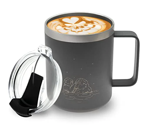Sustainable 12 oz Insulated Coffee Mug with Handle Lid Stylish