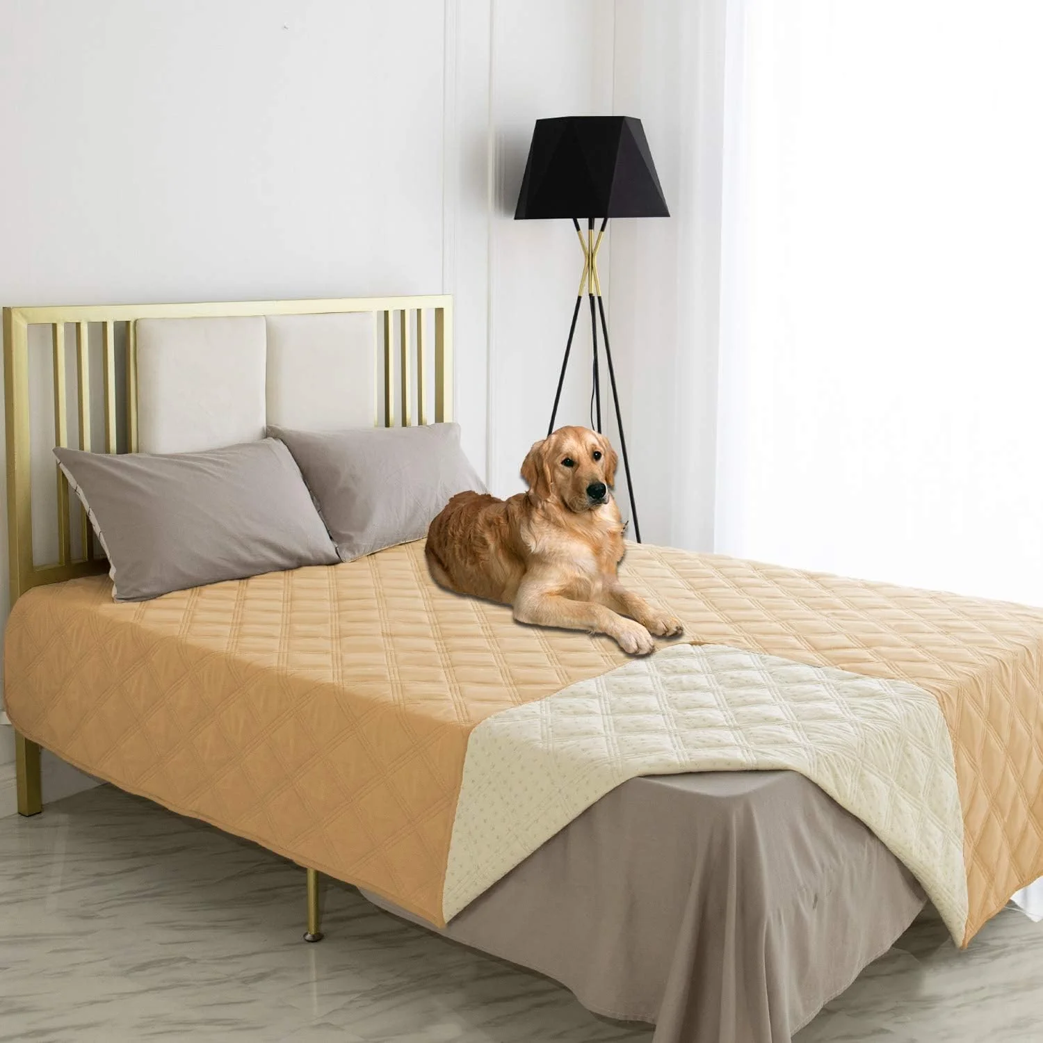Stylish Ameritex Waterproof Dog Bed Cover Pet Blanket with Anti-Slip Back for Furniture Bed Couch Sofa Safe