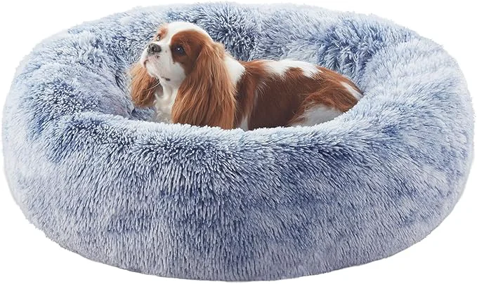 Expertly Made 30 inches Donut Dog Bed for Medium Dogs Calming Fluffy Round Pet Bed with Removable Washable Cover Fits up to 45 lbs Pets Dark Blue Medium About ThisOverview Casual