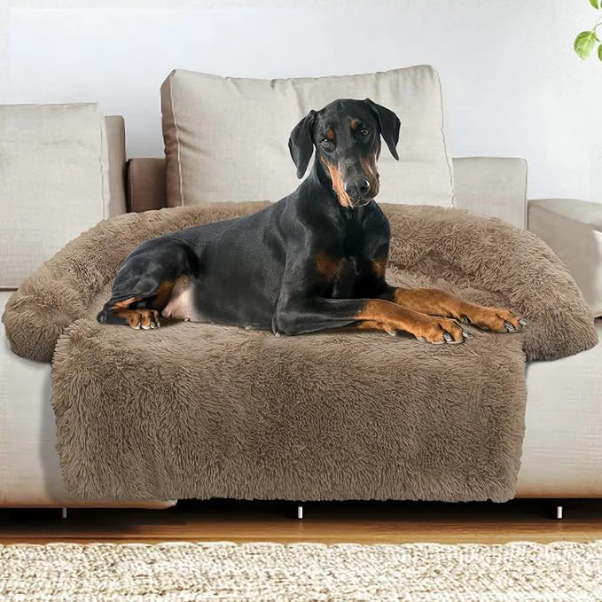 Easy-to-Use GGIB Calming Dog Bed Fluffy Plush Dog Mat for Furniture Protector with Removable Washable Cover for Large Medium Small Dogs and Cats Extra Extra Large Camel About ThisOverview Refined