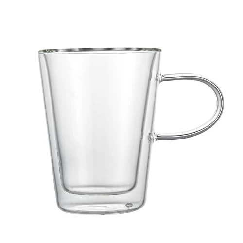 Reusable Glass Espresso Cups 5 Count 12 Ounces Borosilicate Double Wall Glass Coffee Mugs Insulated Clear Tea Drinkware for Hot or Cold Beverages 12 Count Convenient