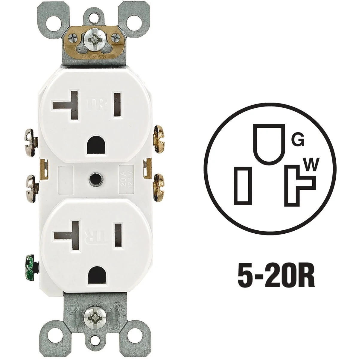 Artisan Leviton 20A White Tamper Resistant Residential Grade 5-20R Duplex Outlet Prestigious