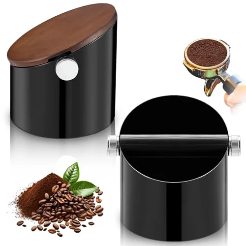 Prestigious Espresso Knock Box with Walnut Lid for Coffee Grounds Premium Material