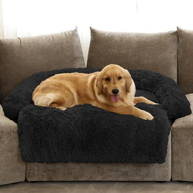 Specialty GGIB Calming Dog Bed Fluffy Plush Dog Mat for Furniture Protector with Removable Washable Cover for Large Medium Small Dogs and Cats Extra Large 53×39.3×6 Black About ThisOverview High-Quality