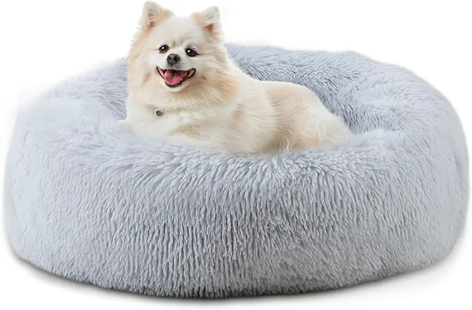 Verified 23” inch Calming Dog Bed Anti-Anxiety Donut Small Dog Bed Warming Cozy Soft Cute Round Washable Marshmallow Cuddler Nest Puppy Bed GreyAbout ThisOverview Elite