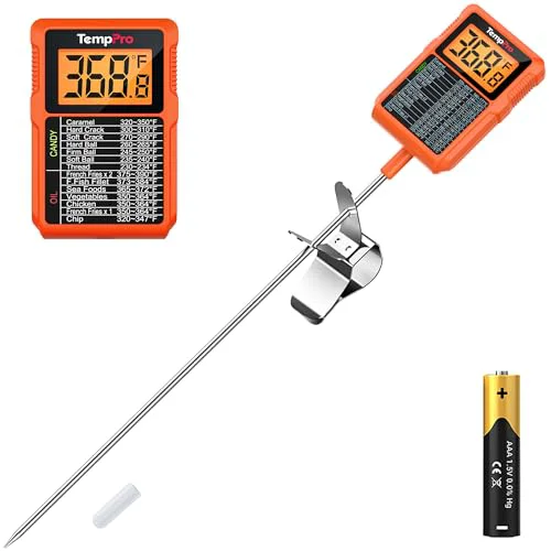 Exclusive TempDip 1 Sec Digital Candy Thermometer with Pot Clip 10 Probe Reusable