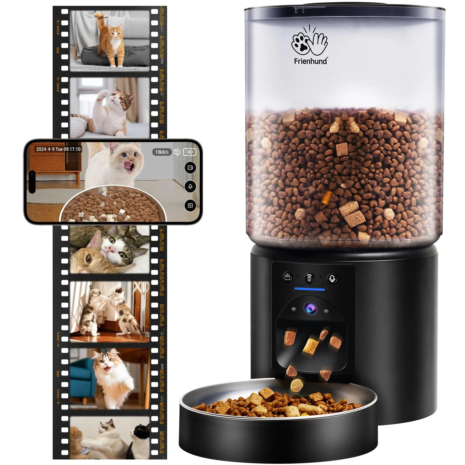 Refined Frienhund 5L Automatic Cat Feeder with 2K HD Camera 5G WiFi Night Vision Easy Clean Expertly Made