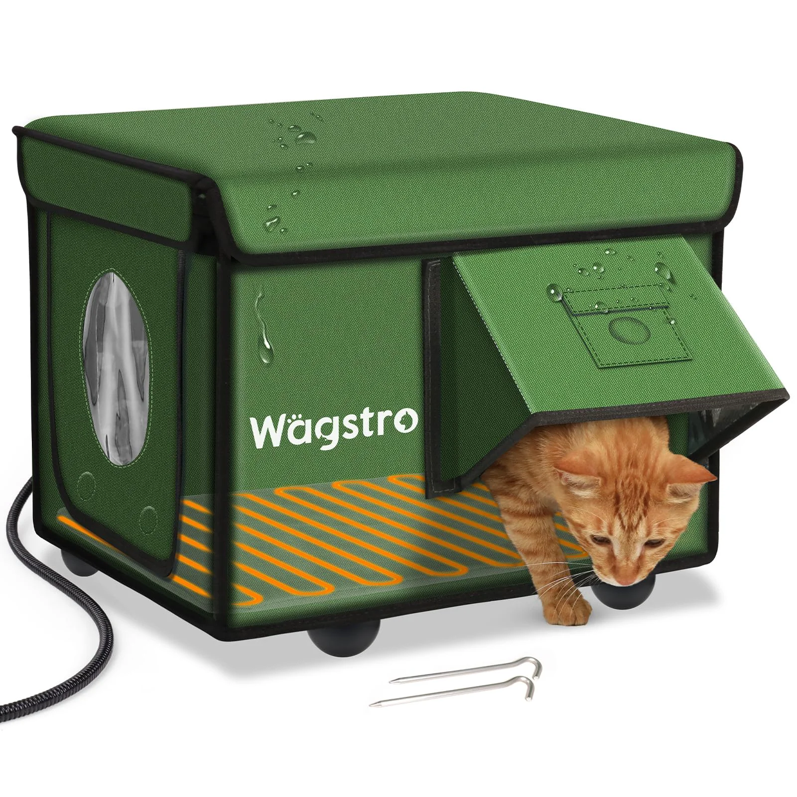 Premium Material Wagstro Heated Cat House for Outside – Waterproof Insulated d Green High-Quality