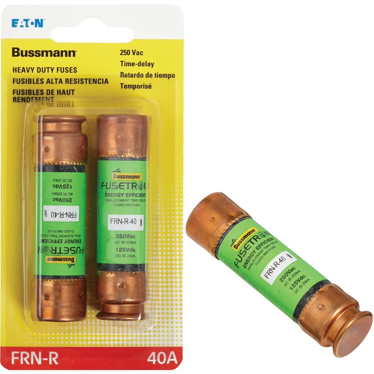 High-End Bussmann 40A FRN-R Cartridge Heavy-Duty Time Delay Cartridge Fuse 2-Pack Expertly Made