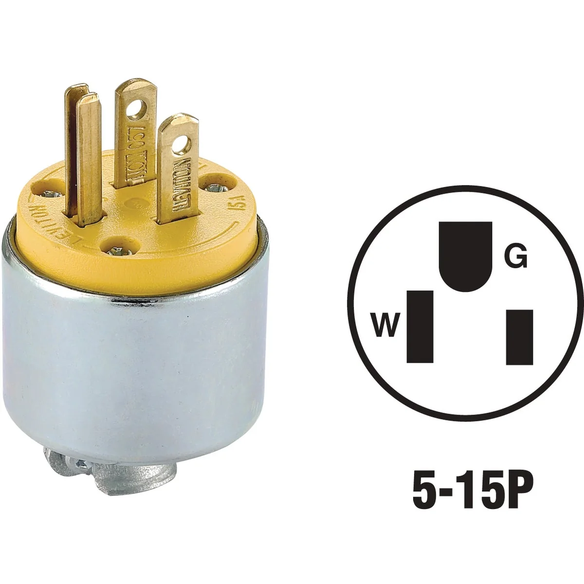 Traditional Leviton 15A 125V 3-Wire 2-Pole Armored Cord Plug Premium