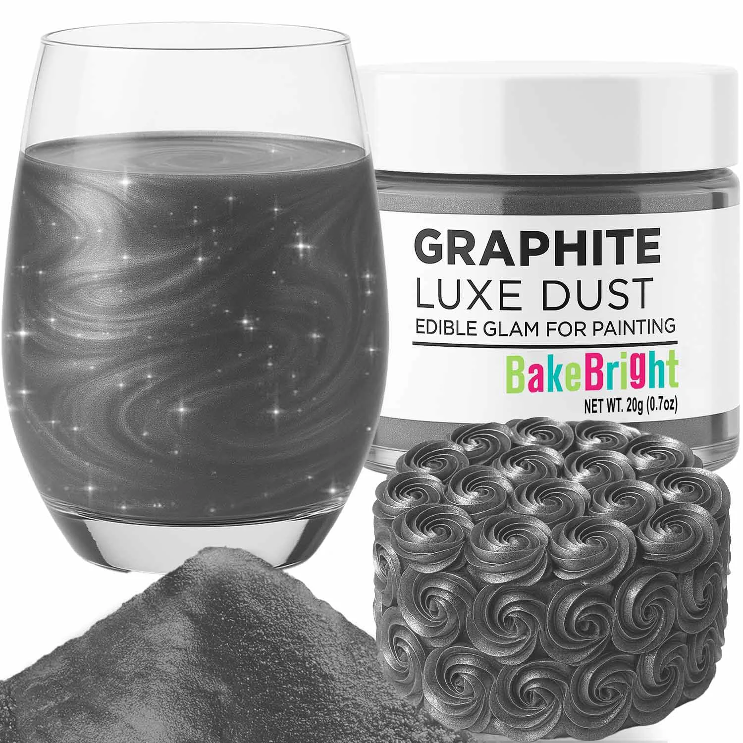 Easy-to-Use Bulk 20g Black Luster Dust Edible Cake Decorations Edible Black Dust for Cakes Black Edible Luster Dust for Cupcake Decorations Cake Drip Black Fondant for Cakes and Black Edible Paint Pure
