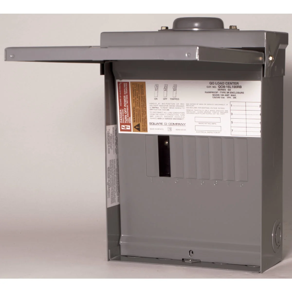 Lightweight Square D QO 100A 8-Space 16-Circuit Raintight Main Lug Load Center Original