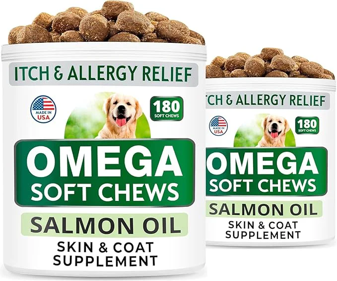 Advanced BARK SPARK Pack of 2 Omega 3 for Dogs – 360 Fish Oil Chews for Dog Shedding Skin Allergy Itch Relief Hot Spots Treatment – Joint Health – Skin Coat Supplement – EPA DHA Fatty Acids – Salmon OilAbout This Premium Material