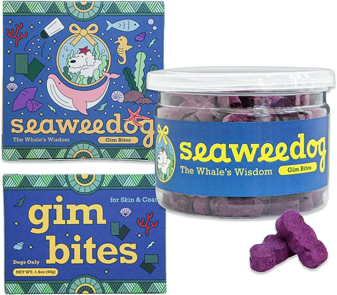 Premium Korean Purple Seaweed GIM Vegan Allergy-Friendly Dog Vitamins Omega 3 for Dogs No Fish Oil for Skin and Coat BitesAbout This Proven