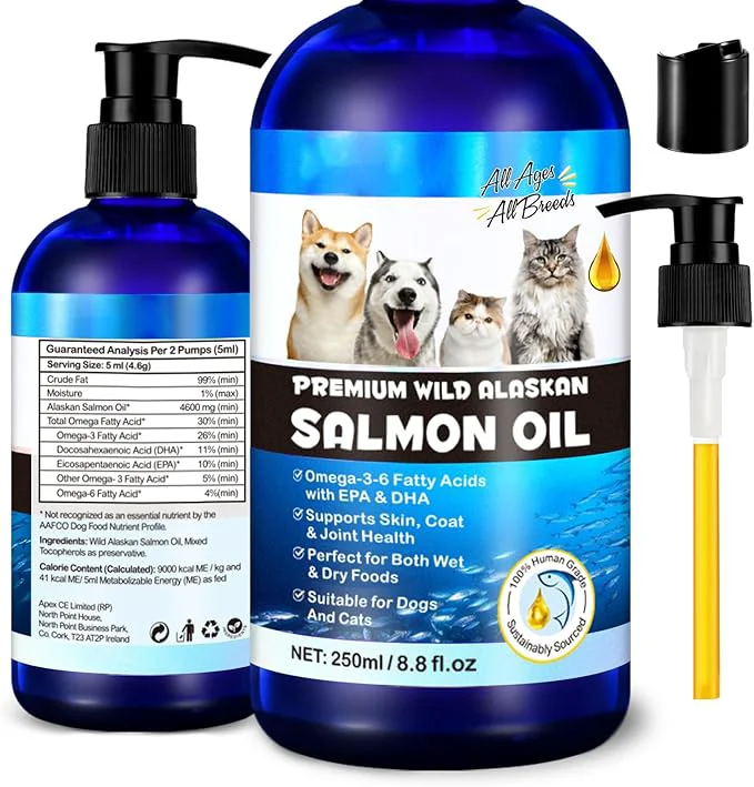 User-Friendly Wild Alaskan Salmon Oil for Dogs Cats – Omega-3 Supplement for Skin Coat Joint Health Sustainable All-Breed Formula Human Grade for Picky Eaters on Wet or Dry Food – 8.8 fl ozAbout ThisOverview Casual