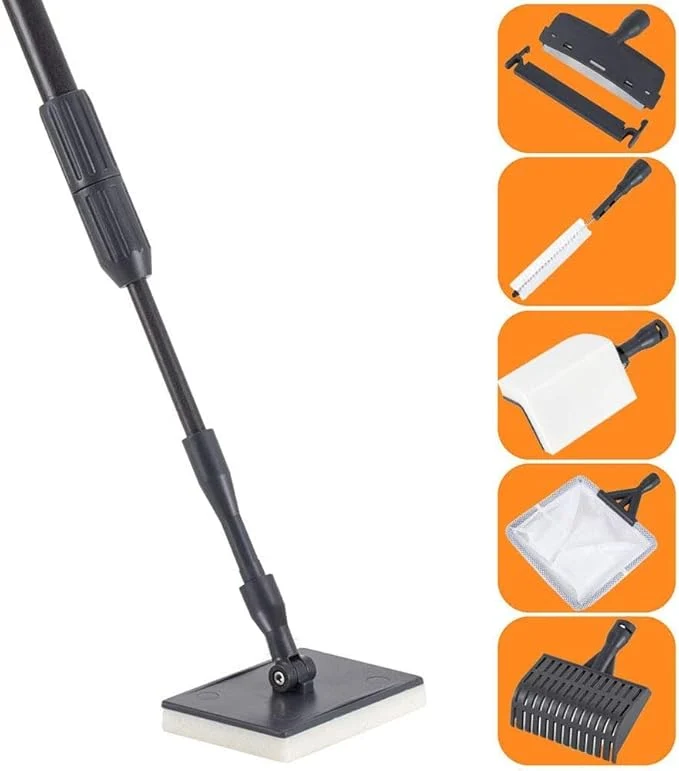Next-Generation hygger Carbon Fiber 6 in 1 Aquarium Cleaning Tool Kit Al-gae Scraper Scrubber Luxury