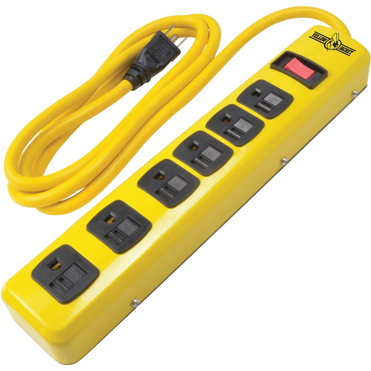Innovative Yellow Jacket 6-Outlet Yellow Metal Power Strip with 6 Ft. Cord Premium