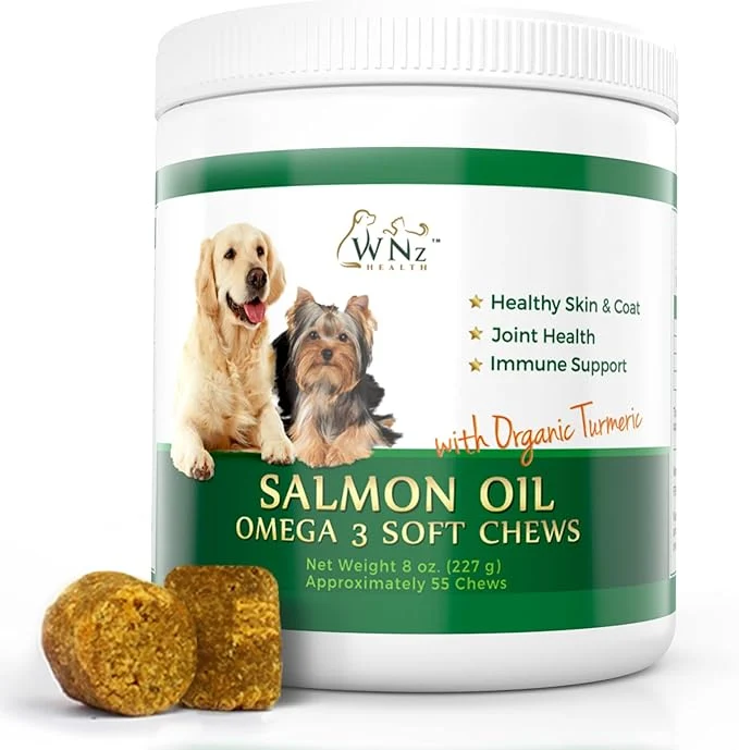 Exclusive Omega 3 Skin and Coat Chews for Dogs Dog Salmon Oil Supplement for Joint Pain Relief Immune Support Skin and Coat Supplements for Dogs Chewable Dog Treats for Itchy Skin Relief 55 Chews 8 OzAbout ThisOverview Modern
