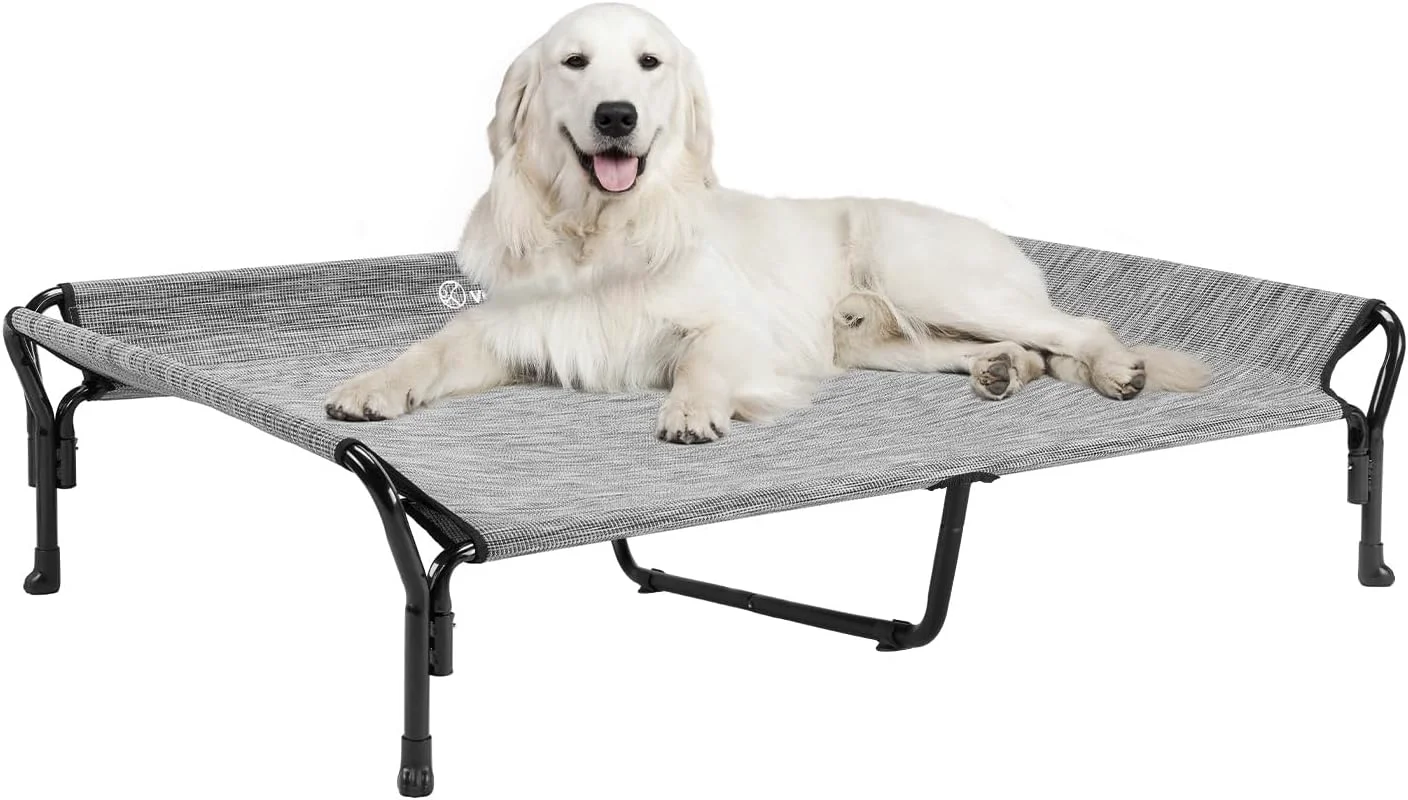Clean Veehoo Cooling d Dog Bed XL Raised Pet Cot with Guardrail Slope Headrest Durable Breathable Teslin Mesh Non-Slip Feet Washable Dog Couch Bed for Indoor Outdoor X Large Black Silver Modern