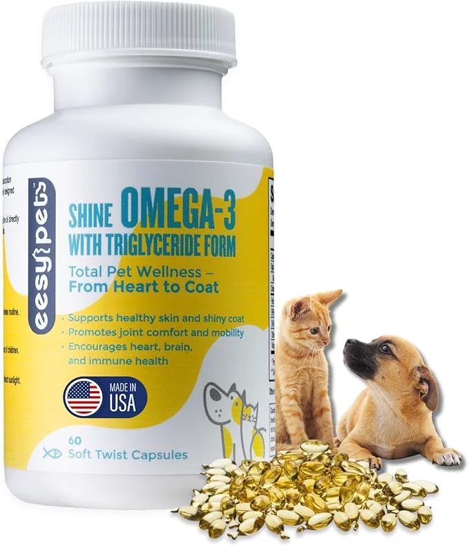 Secure Shine Omega-3 Fish Oil for Dogs Cats Human Grade EPA DHA in Triglyceride TG Form Supports Skin Shiny Coat Joint Comfort Heart Brain Immune Health 60 Twist Capsules USA MadeAbout ThisOverview Unique