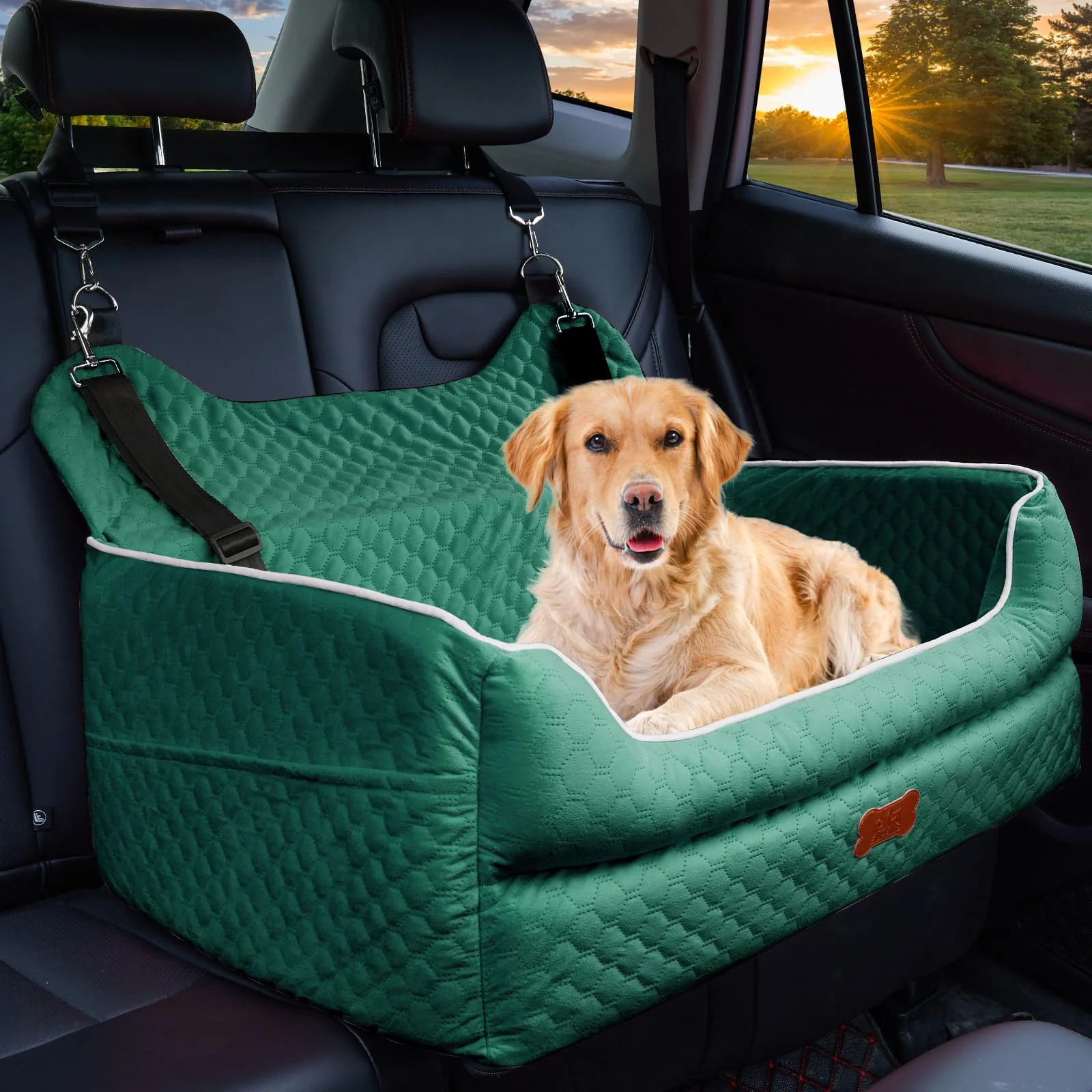 Original EUHAMS Memory Foam Dog Booster Seat for Large Medium Dogs – Detachable Washable Green Fast
