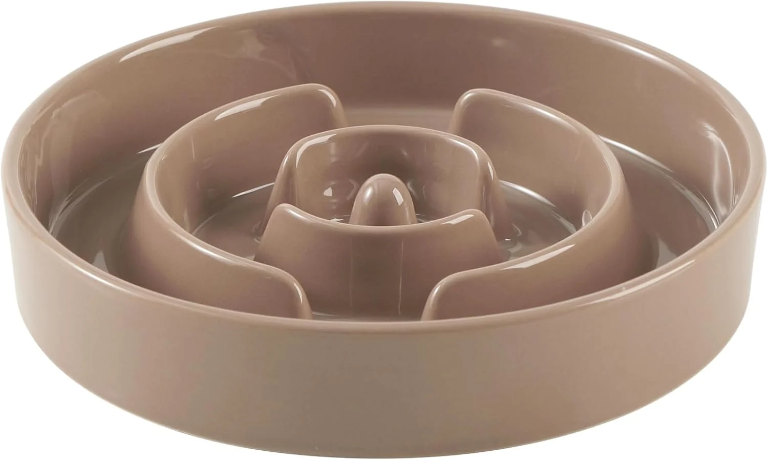 First-Class 8.2inch Ceramic Slow Feeder Dog Bowl for Medium and Large Breed Puzzle Dog Food Dish Anti-Gulping Pet Slow Feeder Stop Bloat Preventing Choking Single Bowl-Brown Coffee Refined
