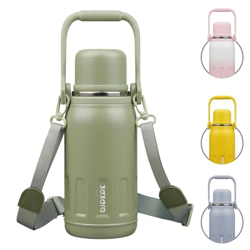Lightweight Stainless Steel Insulated Bottle with Handle Strap Pure