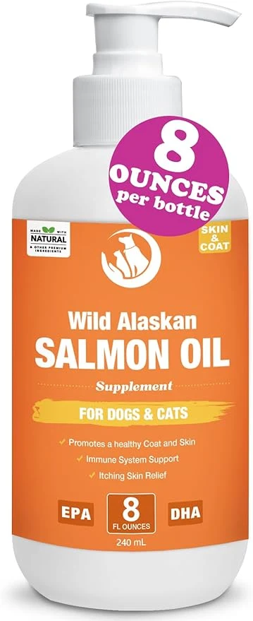 Sustainable Wild Salmon Oil for Dogs Cats 8oz Omega 3 Fish Oil Skin Coat Supplement Pure Fish Omega 3 6 9 Liquid EPA DHA Fatty Acids – Itchy Relief Supports Joint Function Brain Eye Immune Heart HealthAbout ThisOverview Expertly Made