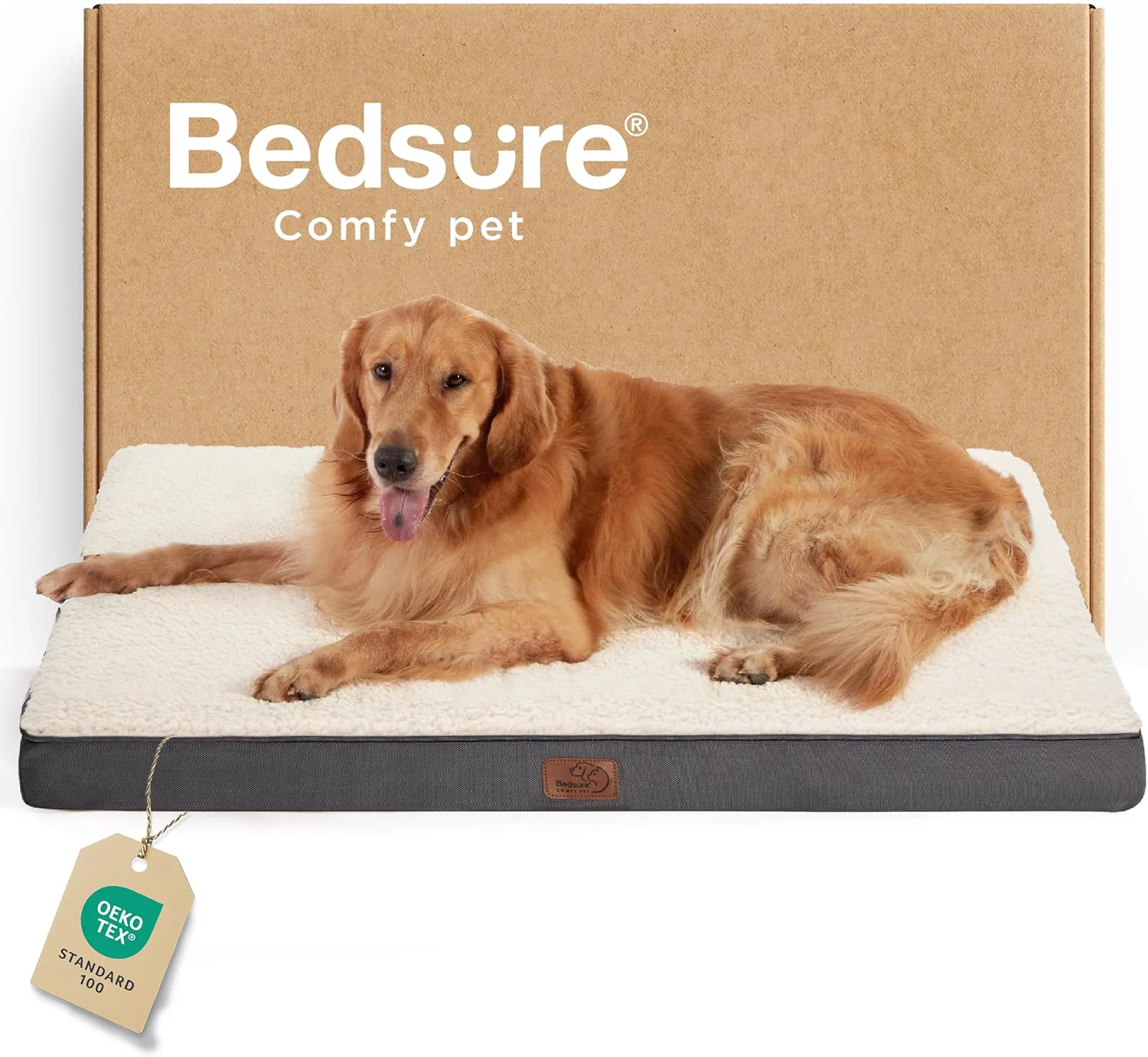 Authentic Bedsure XL Dog Beds Large Sized Dog -Orthopedic Flat Extra Large Pet Beds with Removable Washable Cover Egg Crate Foam Mat Suitable for Pet Up to 100 lbs Functional