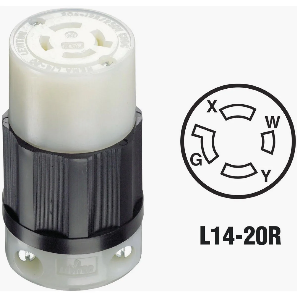 Selected Leviton 20A 125V 250V 4-Wire 3-Pole Industrial Grade Locking Cord Connector Convenient