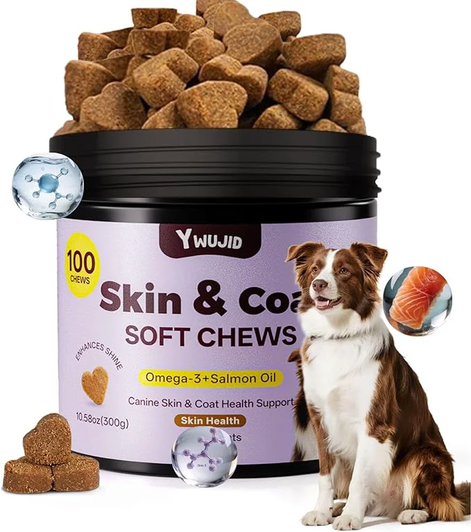 Salmon Oil Skin Coat Supplement for Dogs-Omega 3 Fish Oil for Dog Healthy Skin Glossy Coat with EPA DHA Fatty Acids Heart Hip Joint Health Skin Allergy Hot Spots Dry Skin Itch Relief SheddingAbout This User-Friendly