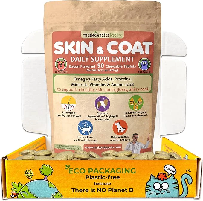 Responsible Skin and Coat Supplement with Fish Oil and Omega 3 for Dogs and Cats – Dog Itch Relief Pet Supplement for Shedding Dry Itchy Skin and Allergies – Dog Allergy Treatment Vitamins 90 Tabs About ThisOverview Trusted