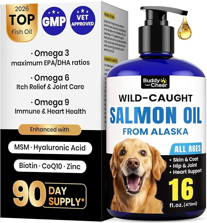 Modern Wild Alaskan Salmon Oil for Dogs Cats – Fast-Absorbing Fish Oil for Dogs with Krill Oil Omega 3 6 9 Fish Oil Supplement from 8 Deep Sea Fishs for Skin Coat Joints Heart -16oz 90 Day Supply About ThisOverview Original