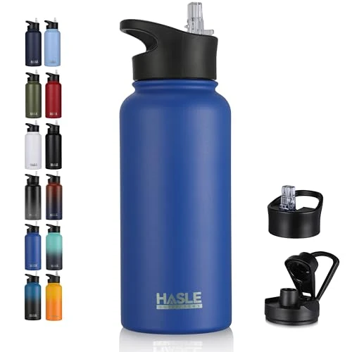 First-Class 32 oz Insulated Water Bottle Stainless Steel Double Walled Vacuum Sports Water Bottle with 2 Lids Premium