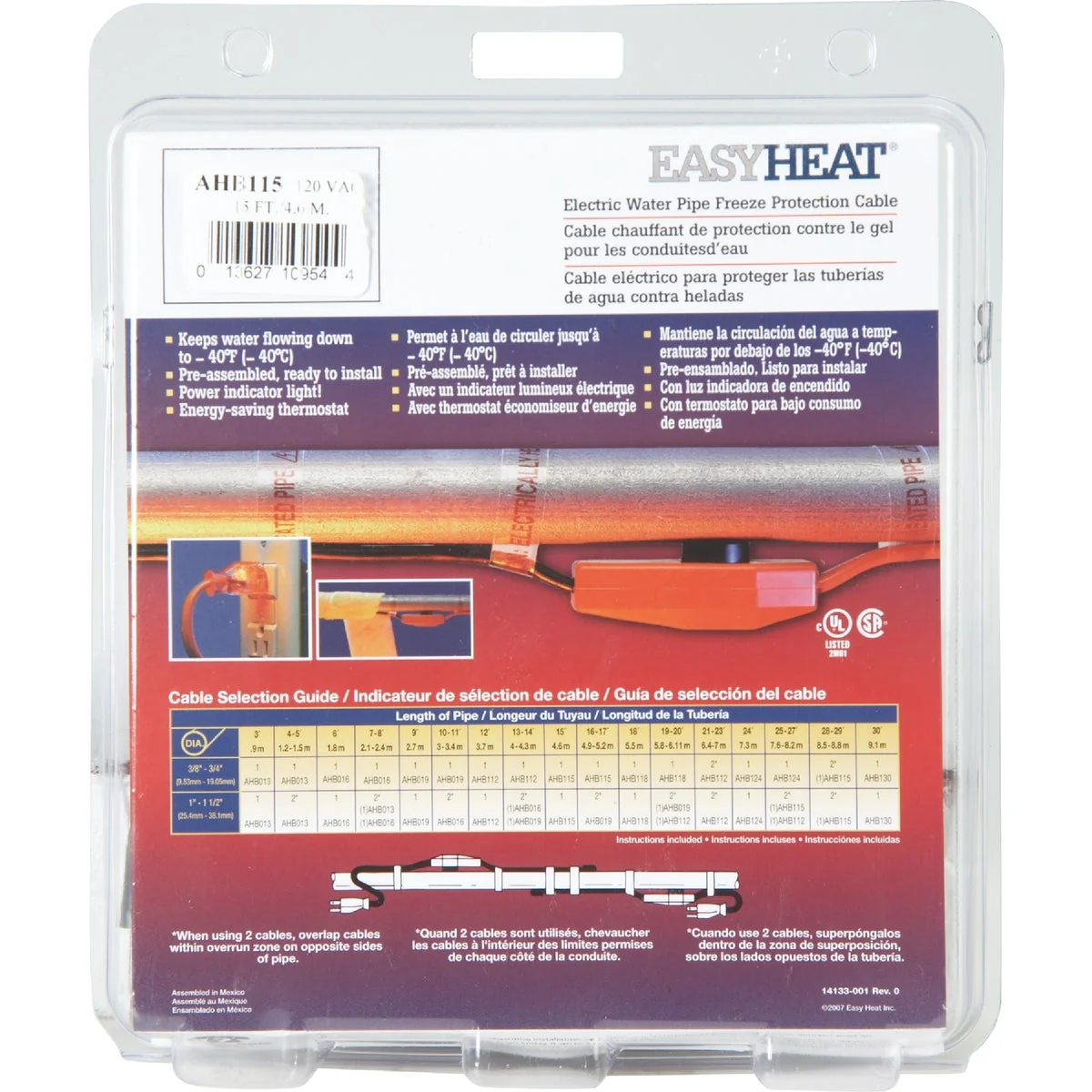 Professional Easy Heat 15 Ft. 120V Pipe Heating Cable Breathable