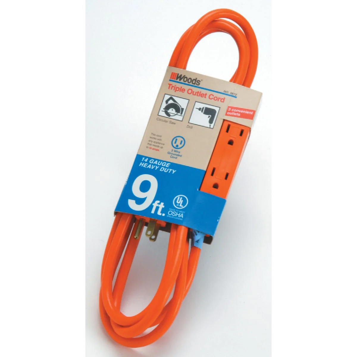 Original Design Woods 9 Ft. 14 3 Triple Outlet Extension Cord Exceptional