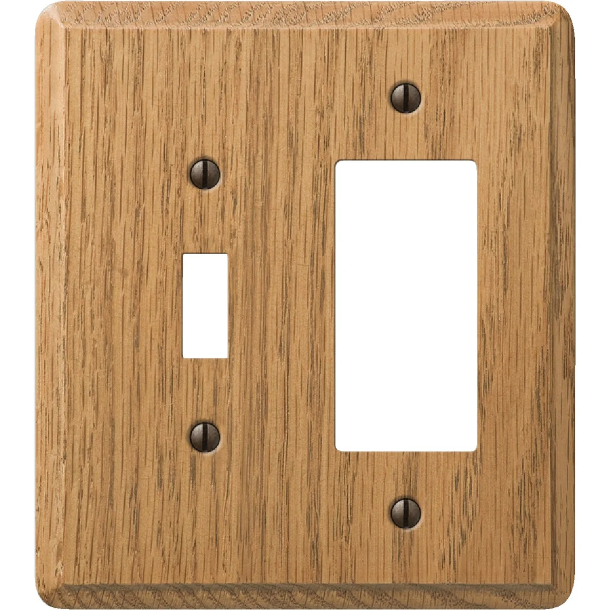 Sophisticated Amerelle 2-Gang Solid Oak Single Toggle Rocker Wall Plate Light Oak Verified