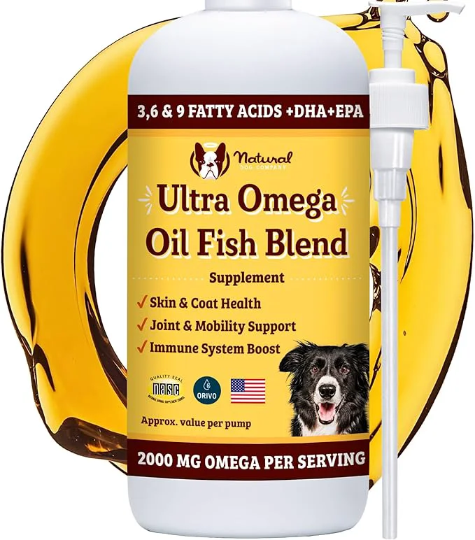 Clean Natural Dog Company Ultra Omega Oil for Dogs a 2000 MG Omega 3 6 9 with Salmon Pollock Flaxseed Oil EPA DHA Dog Supplement for Skin Coat Joints Allergy Itch Relief Dog Fish Oil 16ozAbout ThisOverview Prestigious