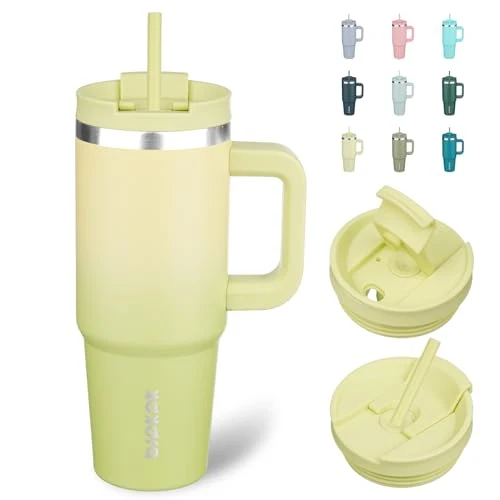 Trendy 30 oz Insulated Tumbler with Handle Straw Fine Crafted